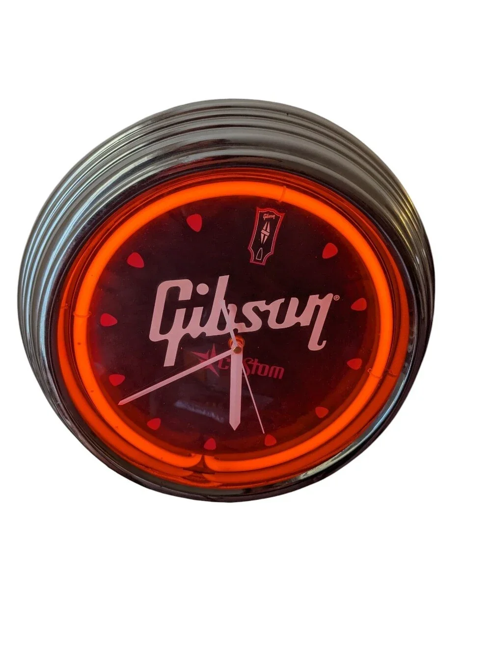 Gibson Red and Black Neon Round Wall Clock